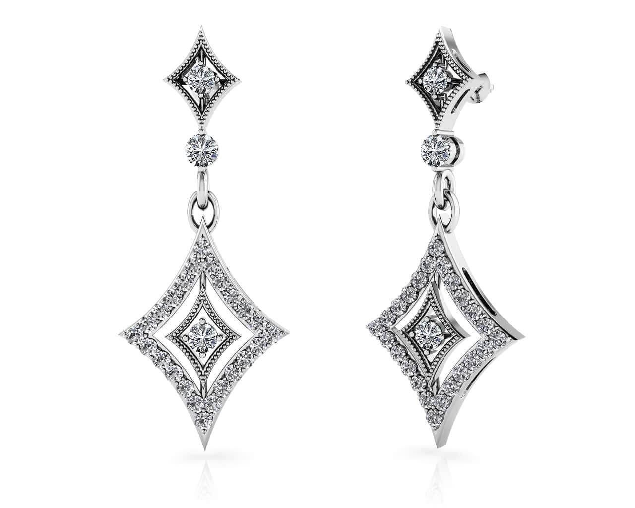 Diamond Drop Diamond Earrings Diamond with 1.06 ct.(finished) 1.4mm, 2.5mm, 3mm